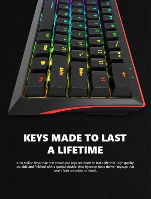 Tastatură de gaming Marvo Tastatură mecanică de gaming 61 de taste TKL - KG962G - comutatoare roșii, RGB