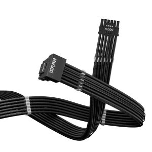 1stPlayer Custom Sleeved Modding Cable Black - PCIe 5.0 12VHPWR M/M - FM2-B-BK