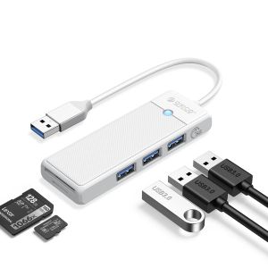 Hub Orico USB3.0 HUB Alb - 3 x USB3.0, SD, TF - PAPW3AT-U3-015-WH