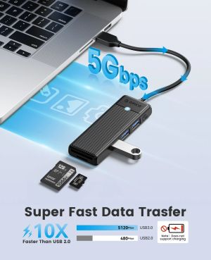 Hub Orico USB3.0 HUB Alb - 3 x USB3.0, SD, TF - PAPW3AT-U3-015-WH