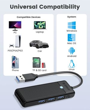 Hub Orico USB3.0 HUB Alb - 3 x USB3.0, SD, TF - PAPW3AT-U3-015-WH