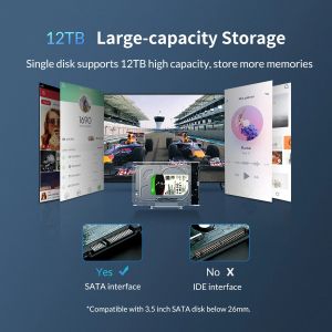 Orico cutie de stocare pentru discuri - Carcasă - 3,5 inchi USB3.0 transparentă, verticală - 3159U3