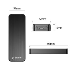 Cutie externă Orico pentru stocare pe disc - Carcasă - cheie M.2 NVMe M - USB3.1 Gen2 Type-C, 10Gbps - HM2-G2-BK
