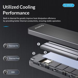Cutie externă Orico pentru stocare pe disc - Carcasă - cheie M.2 NVMe M - USB3.1 Gen2 Type-C, 10Gbps - HM2-G2-BK