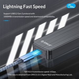 Cutie externă Orico pentru stocare pe disc - Carcasă - cheie M.2 NVMe M - USB3.1 Gen2 Type-C, 10Gbps - HM2-G2-BK
