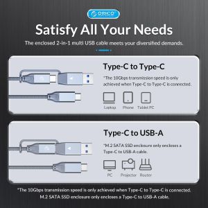 Cutie externă Orico pentru stocare pe disc - Carcasă - cheie M.2 NVMe M - USB3.1 Gen2 Type-C, 10Gbps - HM2-G2-BK