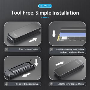 Cutie externă Orico pentru stocare pe disc - Carcasă - cheie M.2 NVMe M - USB3.1 Gen2 Type-C, 10Gbps - HM2-G2-BK