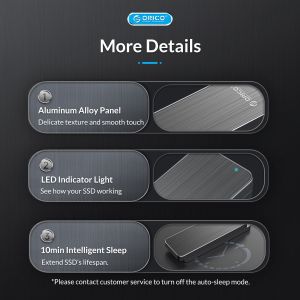 Cutie externă Orico pentru stocare pe disc - Carcasă - cheie M.2 NVMe M - USB3.1 Gen2 Type-C, 10Gbps - HM2-G2-BK