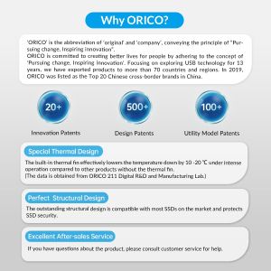 Cutie externă Orico pentru stocare pe disc - Carcasă - cheie M.2 NVMe M - USB3.1 Gen2 Type-C, 10Gbps - HM2-G2-BK
