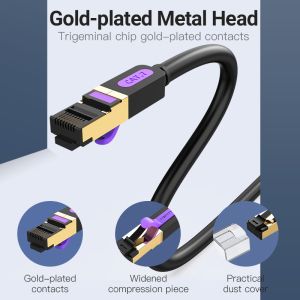 Vention LAN SSTP Cat.7 Patch Cable - 1M Black 10Gbps - ICDBF