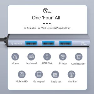 Orico USB3.0/2.0 HUB 4 port - Type-C input - AH-13-GY