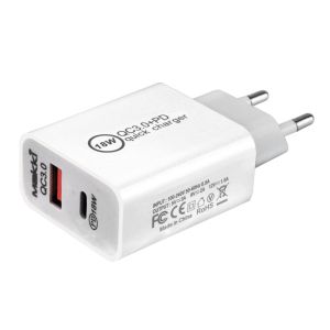 Makki Fast Charger Wall - QC3.0 + Power Distribution Type-C 18W White - MAKKI-PQ18W-WH