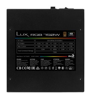 AeroCool güç kaynağı PSU LUX RGB 750W - Bronz, RGB Adreslenebilir - ACPB-LX75AEC.11