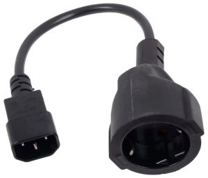 VCom güç kablosu Kablo Güç Çıkışı IEC 320 C14 / SCHUKO F 0,2m 16A Siyah - CE002-CU1.5mm-0.2m