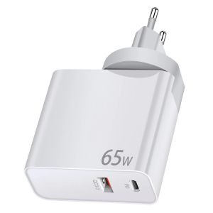 Makki Универсално зарядно за стена Charger Wall GaN - USB Type-C/A 65W White - MAKKI-GN65W1A1C