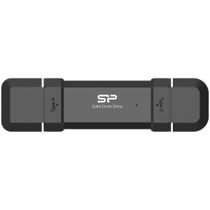 Silicon Power 500GB DS72 Dual USB-C/USB 3.2 Gen 2, Portable External SSD, Steam Deck and iPhone 15 Pro, R/W: up to 1050MB/s; 850MB/s, Black