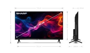 Телевизор Sharp 32GF2265E, 32" LED GOOGLE TV, HD 1366x768, Frameless, DVB-T/T2/C/S/S2, Active Motion 400, Speaker 2x8W, Dolby Digital, DTS HD, HDR10, Google Assistant, Google Cast, 2xHDMI, 3.5mm Headphone jack / line-out, USB, Wi-Fi, Bluetooth, LAN, Mini 