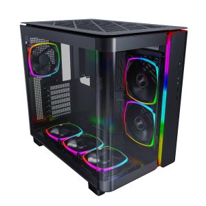 Montech KING 95 Pro, Dual Chamber Mid-tower Case, 6 ARGB Fans, 2 Front Panels, Black