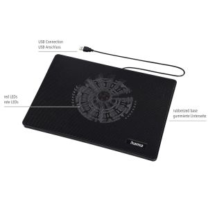 Hama "Slim" Laptop Cooler, Ultra-flat, Quiet, Lightweight, up to 40 cm (15.6"), black