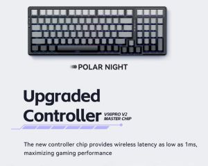 VGN безжична геймърска механична клавиатура Wireless Gaming Mechanical Keyboard - V98 PRO V2 Limited Black Glow - Kailh Arctic Switches, BT5.0, 2.4G, RGB