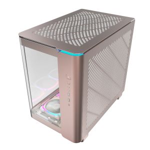 Montech кутия KING 95 Pro, Dual Chamber Mid-tower Case, 6 ARGB Fans, 2 Front Panels, Rose Gold