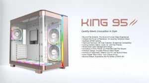 Montech KING 95 Pro, Dual Chamber Mid-tower Case, 6 ARGB Fans, 2 Front Panels, Rose Gold