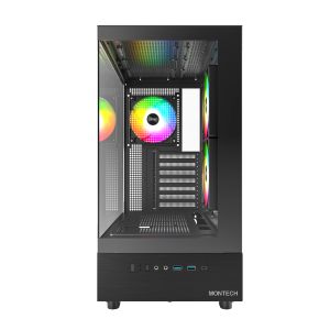 Montech кутия Case ATX - XR (B) - 3 x 120 mm ARGB Fans, USB-C, Black