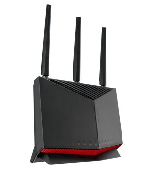 Рутер Asus Gaming Wireless Router, RT-BE86U, BE6800, Dual-Band, Quad-Core 2.6GHz CPU, 256MB/1GB Flash/RAM, 4K-QAM, MLO, 10G port, 2.5G quad-port, AiProtection Pro, Adaptive QoS, VPN Fusion, Instant Guard, IPTV, OFDMA, MU-MIMO, UTF-8 SSID, AiMesh, Black