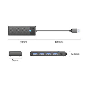 Orico хъб USB3.0 HUB 4 port Black - PAPW4A-U3-015-BK