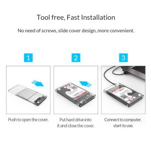 Orico Storage - Case - 2.5 inch 10Gbps Type-C Transparent - 2139C3-G2-CR-EP