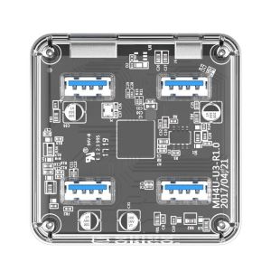 Orico USB3.0 HUB 4 port transparent, 1m cable - MH4U-U3-10-CR