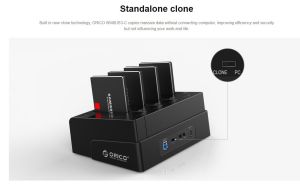 Orico Storage - HDD/SSD Dock/Duplicator - 4x 2.5 and 3.5 inch USB3.0, black - 6648US3-C