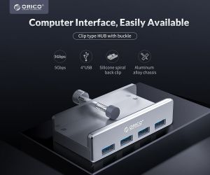 Orico USB 3.0 HUB Clip Type 4 port -  Aluminum - MH4PU-SV