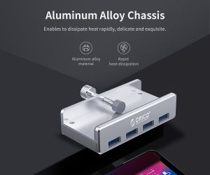 Orico USB 3.0 HUB Clip Type 4 port -  Aluminum - MH4PU-SV