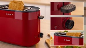 Тостер Bosch TAT2M124, MyMoment Compact toaster, 950 W, Auto power off, Defrost and reheat setting, Integrated warming grid, High lift, Red