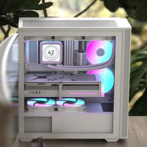 AeroCool кутия Case ATX - D501A White, Addressable RGB, Wood