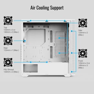 AeroCool Case ATX - D501A White, Addressable RGB, Wood