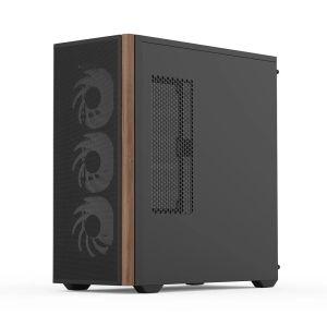 AeroCool Case ATX - D501A Black, Addressable RGB, Wood