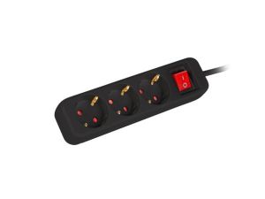 Разклонител Lanberg power strip 1.5m, 3 sockets, french with circuit breaker quality-grade copper cable, black