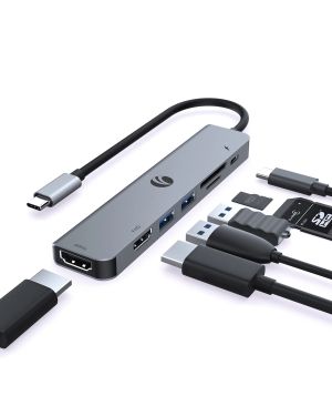 VCom докинг станция Docking Station Type-C 7-in-1 - CUE39 - PD3.0 100W, HDMI x 2, USB3.0 x 2, SD, TF