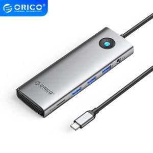 Orico докинг станция Type-C Docking Station Power Distribution 100W - HDMI, Type-C x 1, USB3.0 x 3, LAN 1000Mbps Gigabit, SD/TF, VGA, Audio - PW11-10P-GY