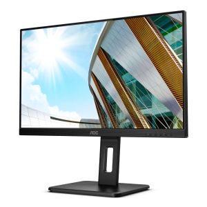 Monitor AOC Q24P2Q, 23.8" IPS WLED, 2560x1440@75Hz, 4ms GtG, 250cd m/2, 1000:1, DCR 50M:1, FlickerFree, Low Blue Light, 2Wx2, Tilt, Height Adjust, Pivot, Swivel, D-SUB , HDMI, DP, USB hub