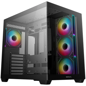 DeepCool CG530 4F, Mid Tower, Mini-ITX/Micro-ATX/ATX, Rear Connector support, 2xUSB3.0, 1xType-C Gen 2, 1xAudio, 3x120mm ARGB Reverse Fan, 1x120mm ARGB Fan, Tempered Glass, Mesh Panel, Black, R-CG530-BKADA4-G-1