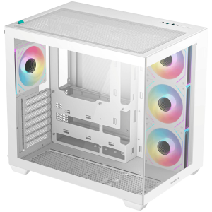 DeepCool CG530 4F WH, Mid Tower, Mini-ITX/Micro-ATX/ATX, Rear Connector support, 2xUSB3.0, 1xType-C Gen 2, 1xAudio, 3x120mm ARGB Reverse Fan, 1x120mm ARGB Fan, Tempered Glass, Mesh Panel, White, R-CG530-WHADA4-G-1