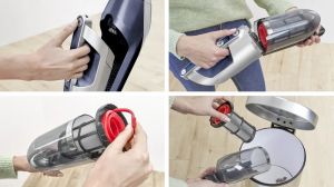 Прахосмукачка Bosch BBH3K2800, Cordless Handstick Vacuum cleaner 2 in 1 Flexxo Gen2, Serie 4, 28V, 82 dB(A), AllFloor Power Brush with LEDs, built-in accessories, Blue