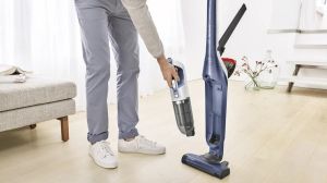 Vacuum cleaner Bosch BBH3K2800, Cordless Handstick Vacuum cleaner 2 in 1 Flexxo Gen2, Serie 4, 28V, 82 dB(A), AllFloor Power Brush with LEDs, built-in accessories, Blue