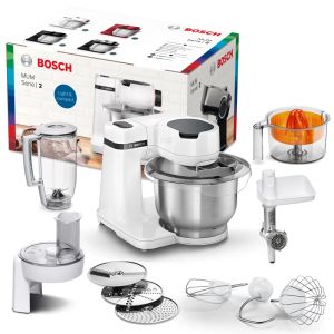 Кухненски робот Bosch MUMS2EW40, Kitchen machine, MUM Serie 2, 700 W, add. Meat mincer, Plastic blender, Citrus press, White