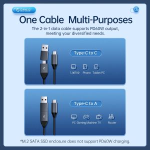 Orico Storage - Case - M.2 NVMe Dual-Bay - USB-C 10Gbps, Aluminium - AM2C3-2N-GY