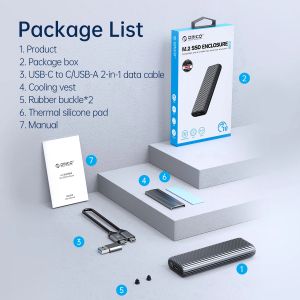 Orico външна кутия за диск Storage - Case - M.2 NVMe M-key 10 Gbps, Aluminium - AM2C3-G2-GY