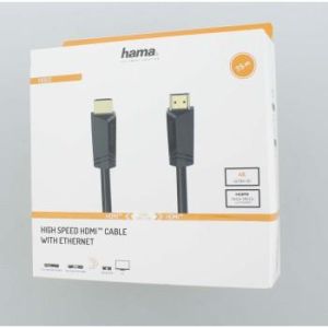 Cablu HAMA High-Speed, HDMI tată - HDMI tată, 4K, 18GB/s, Ethernet, 7,5 m, Posl. conectori, negru